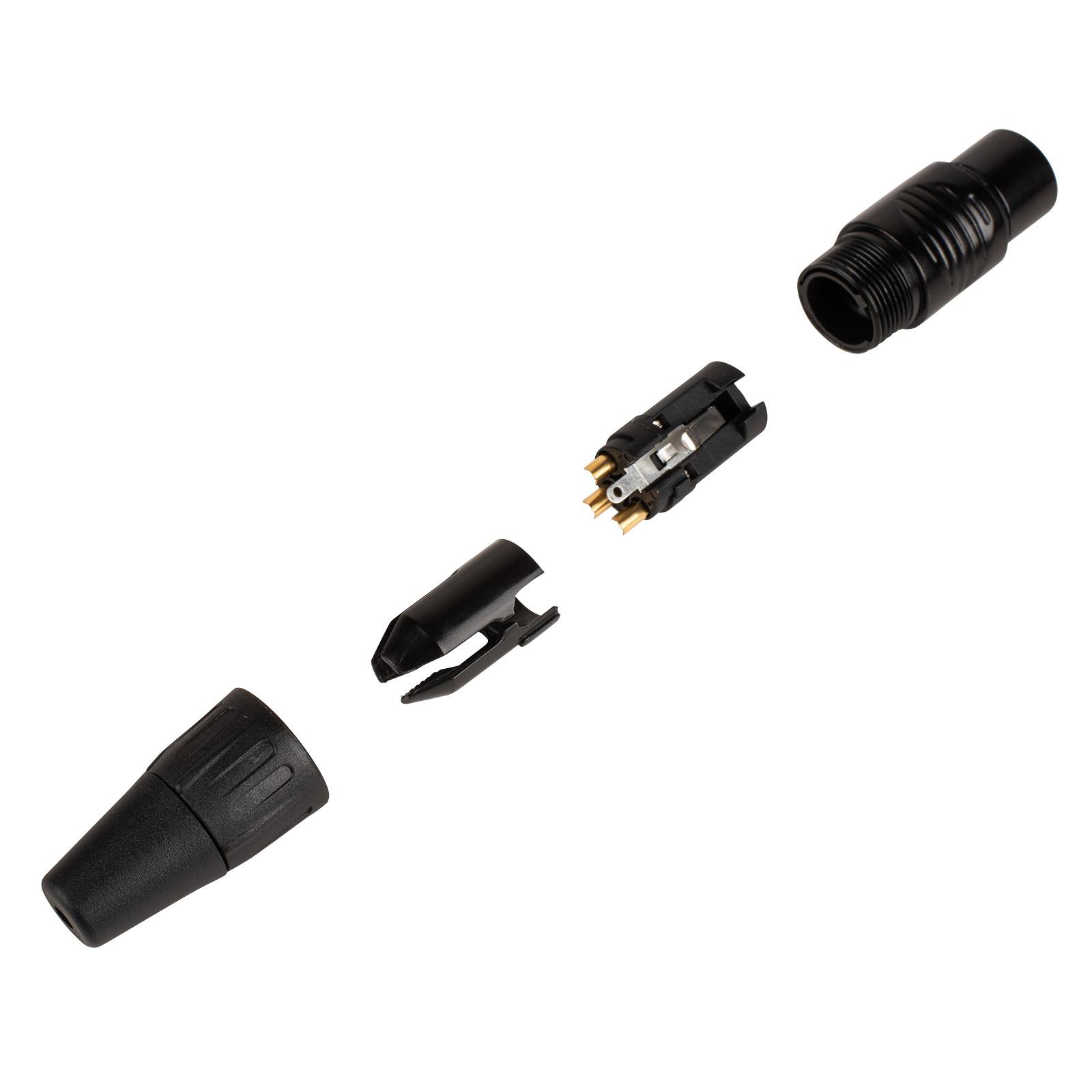 Rean RC3F-B 3 Pole XLR Female Cable Connector Black / Gold